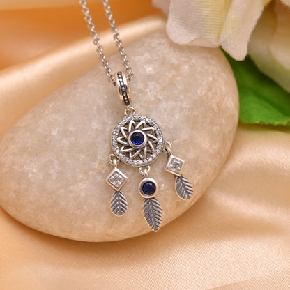 925 Sterling Silver Dream Catcher Pendant Necklace For Women