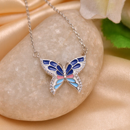 925 Sterling Silver Butterfly Pendant Necklace For Women