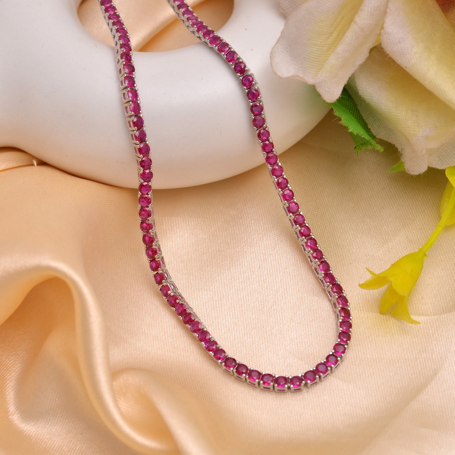 925 Sterling Silver Tennis Chain Necklace For Women