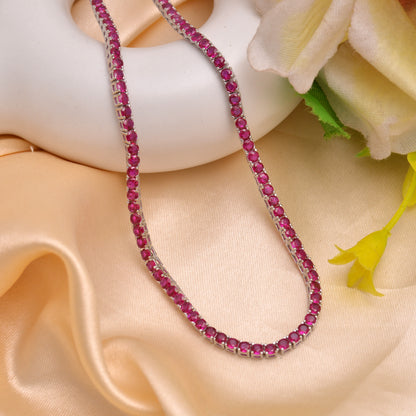 925 Sterling Silver Tennis Chain Necklace For Women