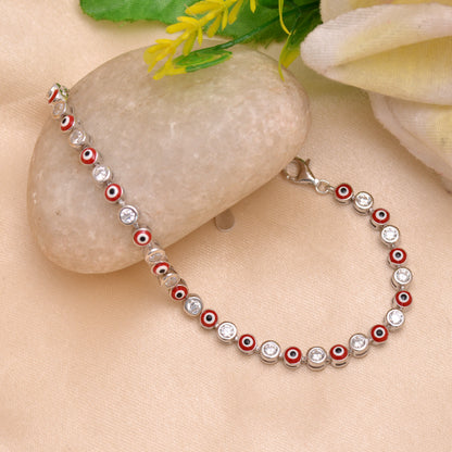 925 Sterling Silver Evil Eye Chain Bracelet For Women