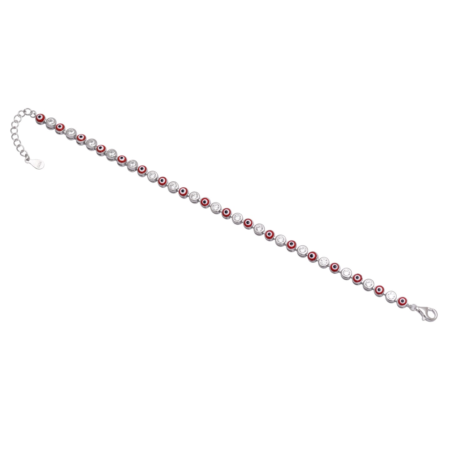 925 Sterling Silver Evil Eye Chain Bracelet For Women