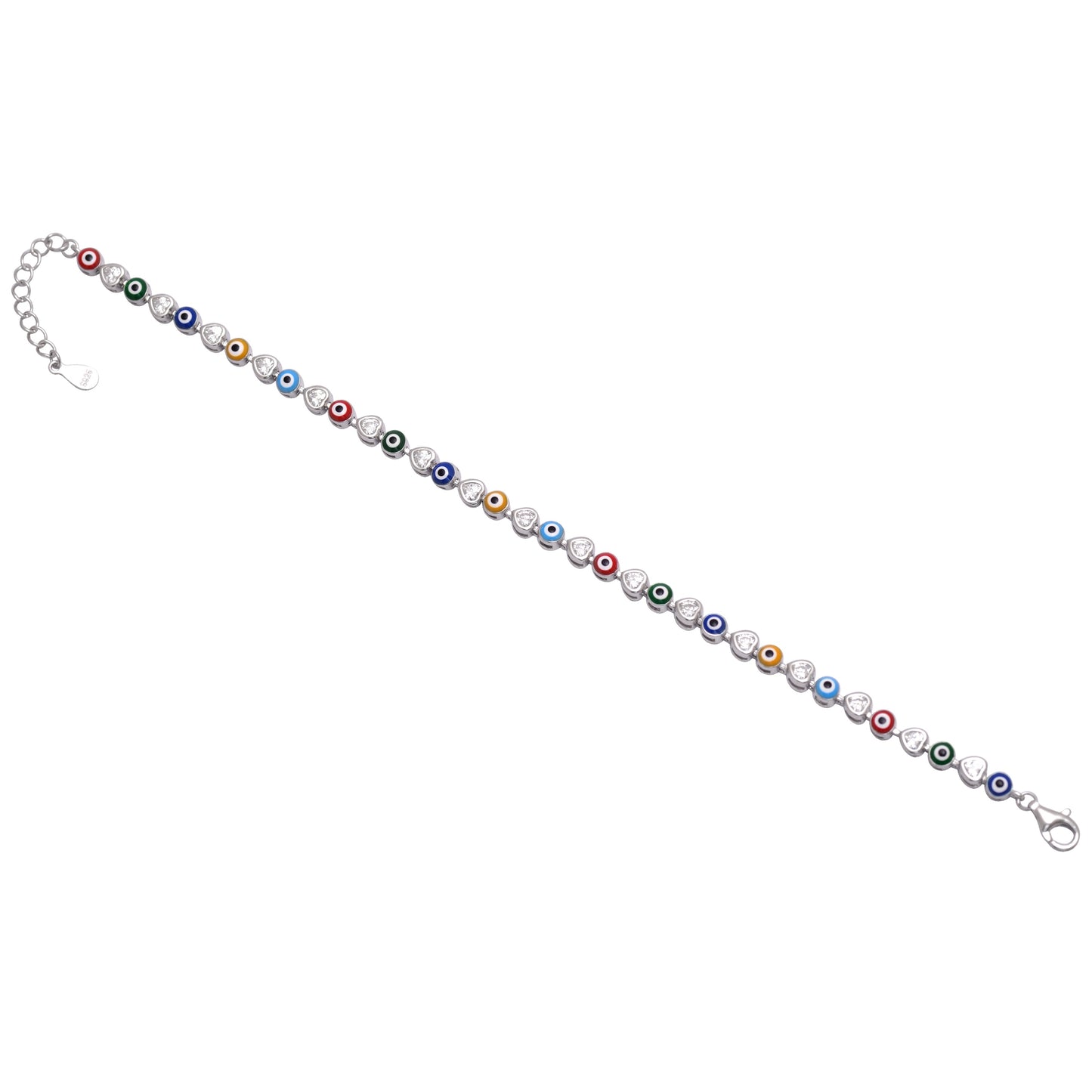 925 Sterling Silver Evil Eye Chain Bracelet For Women