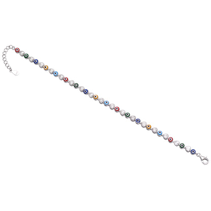 925 Sterling Silver Evil Eye Chain Bracelet For Women
