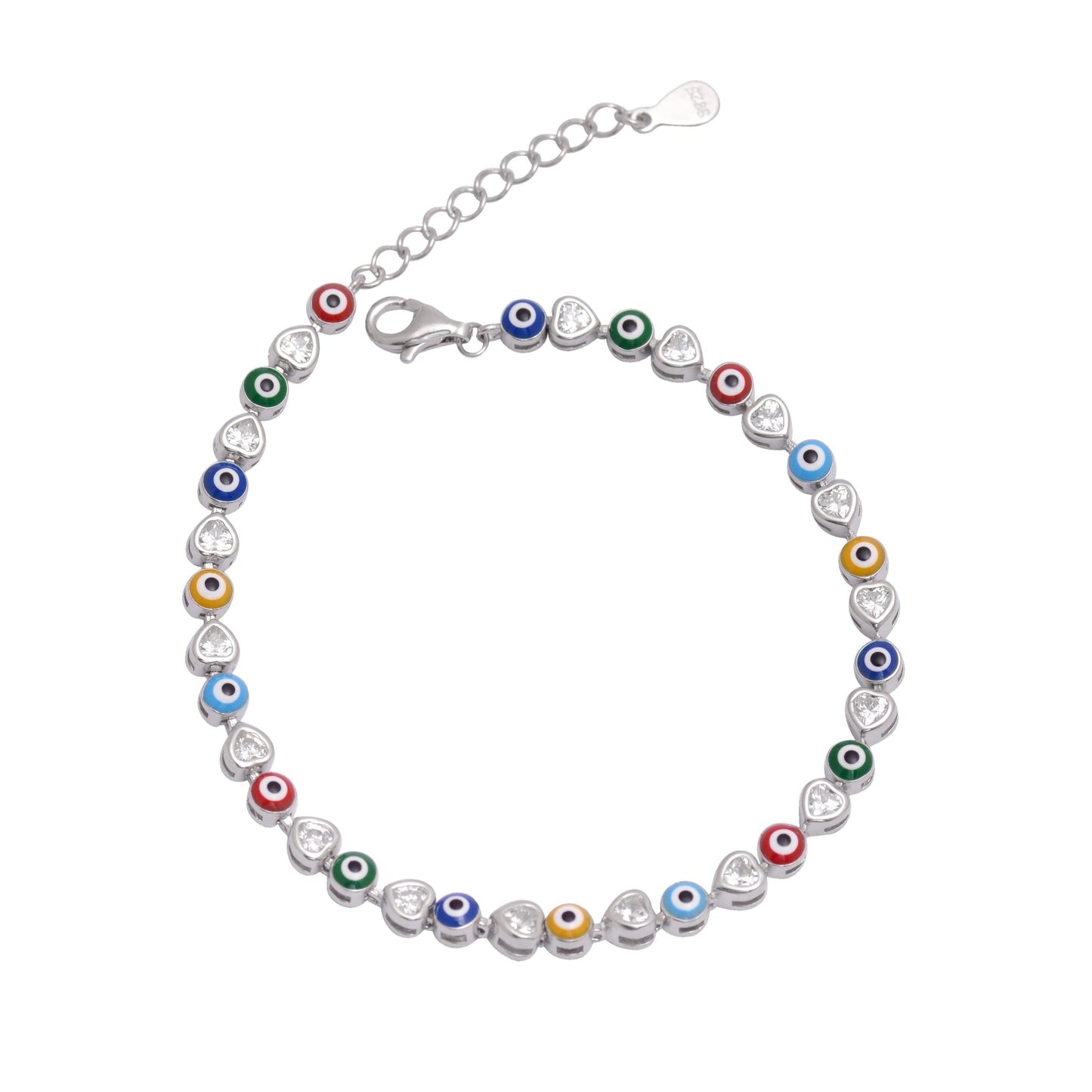 925 Sterling Silver Evil Eye Chain Bracelet For Women