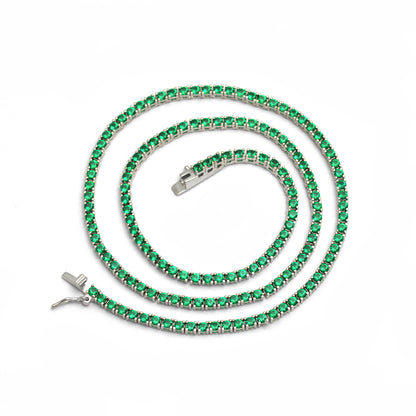 925 Sterling Silver Tennis Chain Necklace For Women