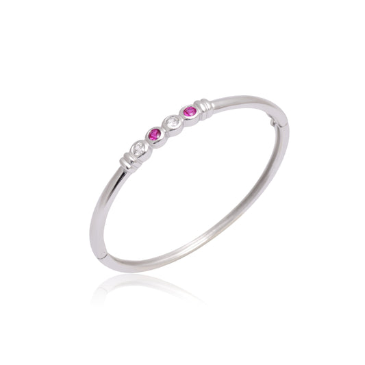 925 Sterling Silver Cubic Zircon Adjustablel Bangle Bracelet