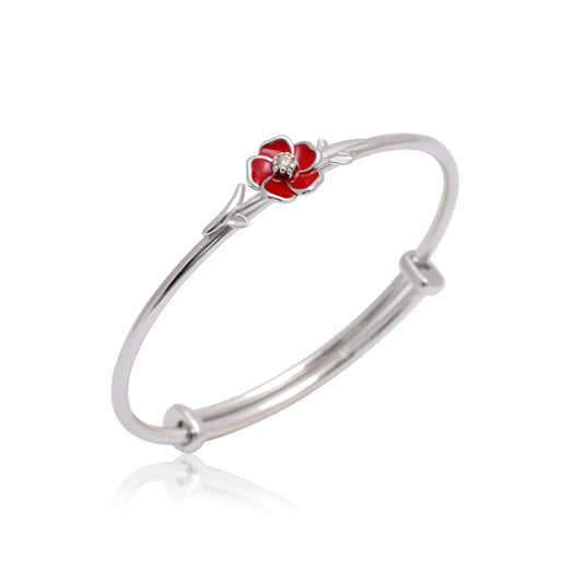 925 Sterling Silver Flower Expandable Kid's Bracelet