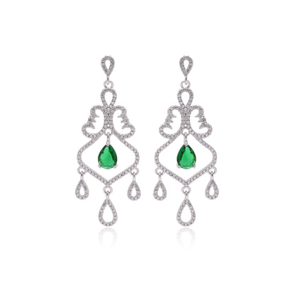 925 Sterling Silver Chandelier Dangle Earrings For Women | Pink | Silver | Green