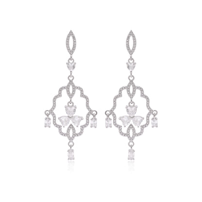 925 Sterling Silver Crystal Clear Chandelier Dangle Earrings For Women | Green | Silver | Pink