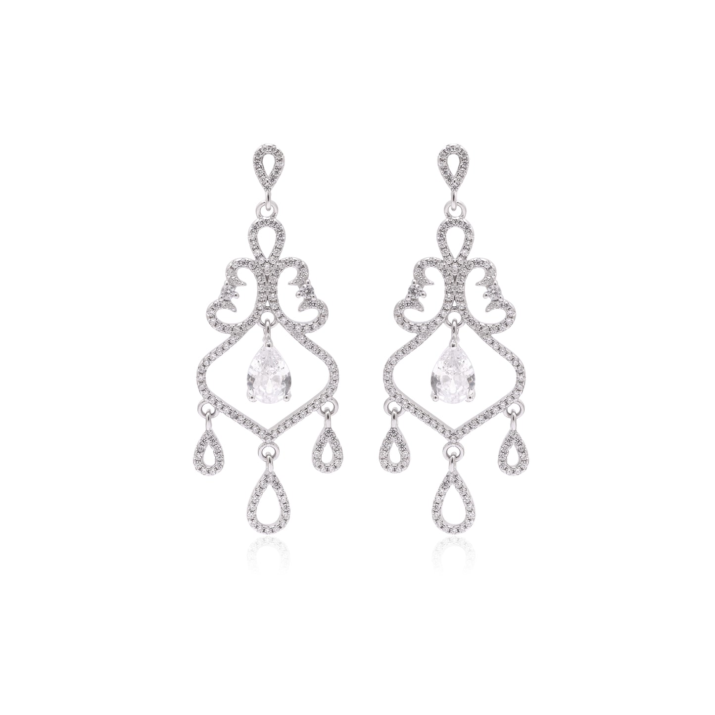 925 Sterling Silver Chandelier Dangle Earrings For Women | Pink | Silver | Green