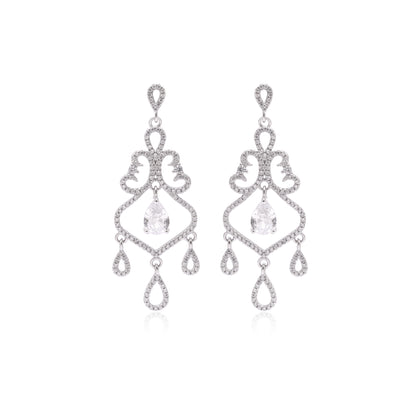 925 Sterling Silver Chandelier Dangle Earrings For Women | Pink | Silver | Green
