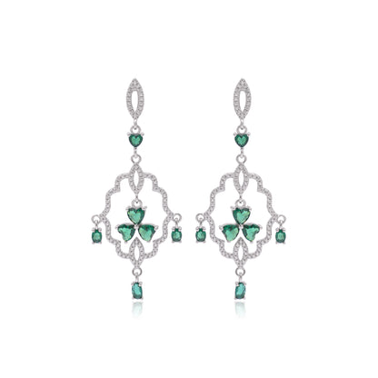 925 Sterling Silver Crystal Clear Chandelier Dangle Earrings For Women | Green | Silver | Pink