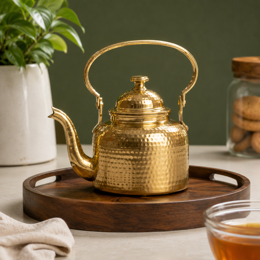 100% Pure Brass Vintage Style Hammered Tea Kettle, Vintage Tin Coated Teapot, Handmade Teapot, Ayurvedic Decor, Antique Gift for Collectors