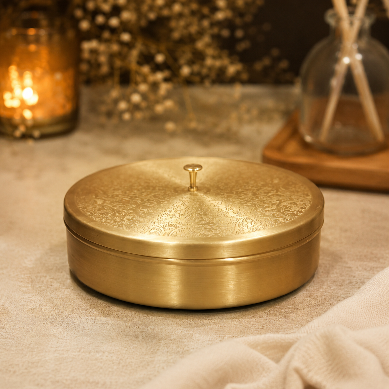 100% Pure Brass Spice Box: Mandala Design Engraved Herb Box, Housewarming Gift