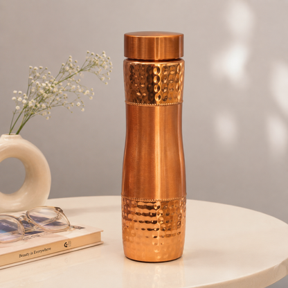 Pure Copper Designer Bottle, Handcrafted Water Bottle, Hammered Copper Water Bottle, Ayurveda Benefits Bottle, Gym Bottle, Perfect Gift