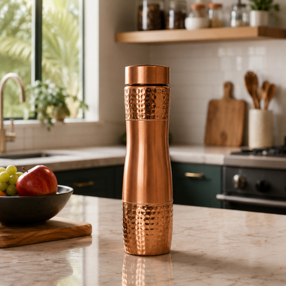 Pure Copper Designer Bottle, Handcrafted Water Bottle, Hammered Copper Water Bottle, Ayurveda Benefits Bottle, Gym Bottle, Perfect Gift
