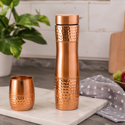 Pure Copper Designer Bottle, Handcrafted Water Bottle, Hammered Copper Water Bottle, Ayurveda Benefits Bottle, Gym Bottle, Perfect Gift