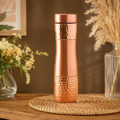 Pure Copper Designer Bottle, Handcrafted Water Bottle, Hammered Copper Water Bottle, Ayurveda Benefits Bottle, Gym Bottle, Perfect Gift