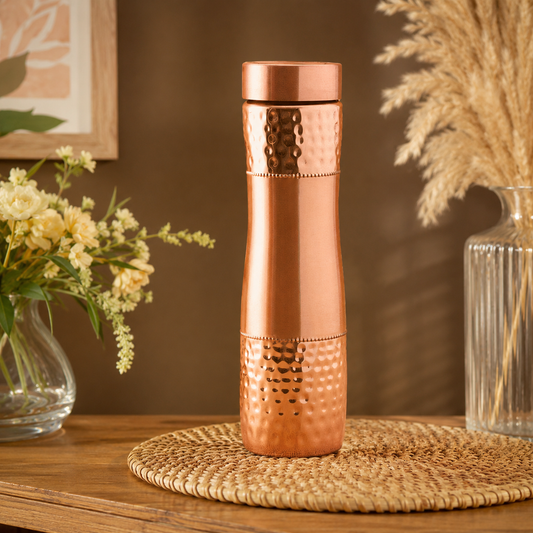 Pure Copper Designer Bottle, Handcrafted Water Bottle, Hammered Copper Water Bottle, Ayurveda Benefits Bottle, Gym Bottle, Perfect Gift