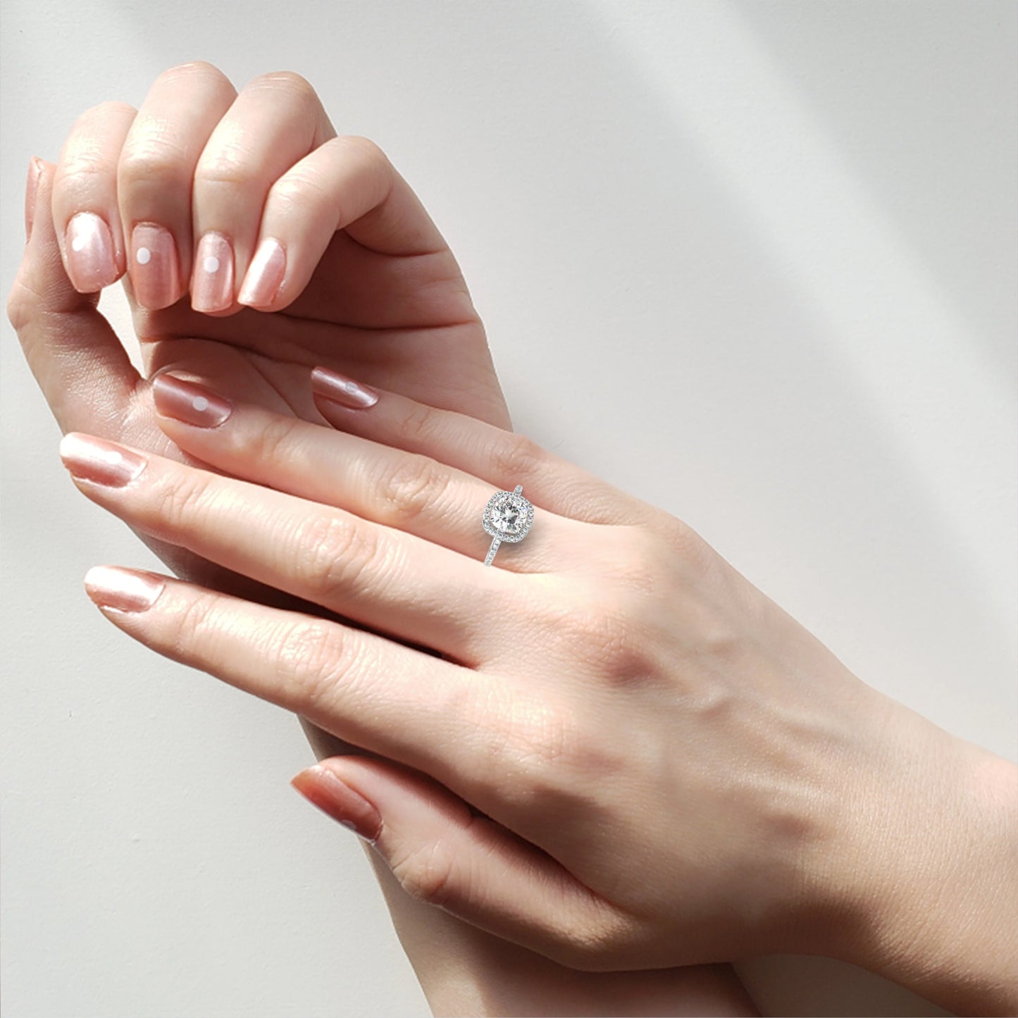 2.09 Carat Cushion Square Diamond Classic Halo Wedding Ring