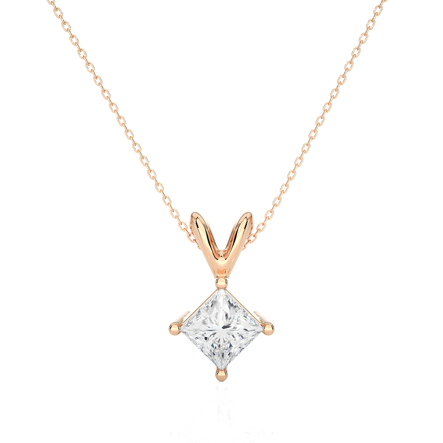 IGI Lab Grown VS1/G Princess cut Diamond Pendant 14K | 18K Gold Women Necklace