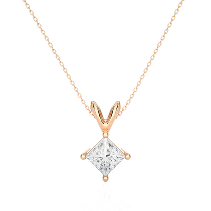 IGI Lab Grown VS1/G Princess cut Diamond Pendant 14K | 18K Gold Women Necklace