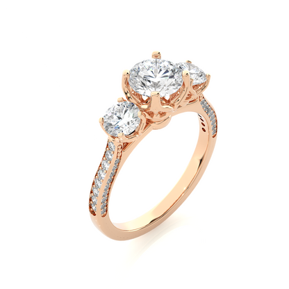 1.9 Ct IGI Certified Lab Grown Diamond Three-Stone Engagement Ring 14K | 18K Gold VS1/G