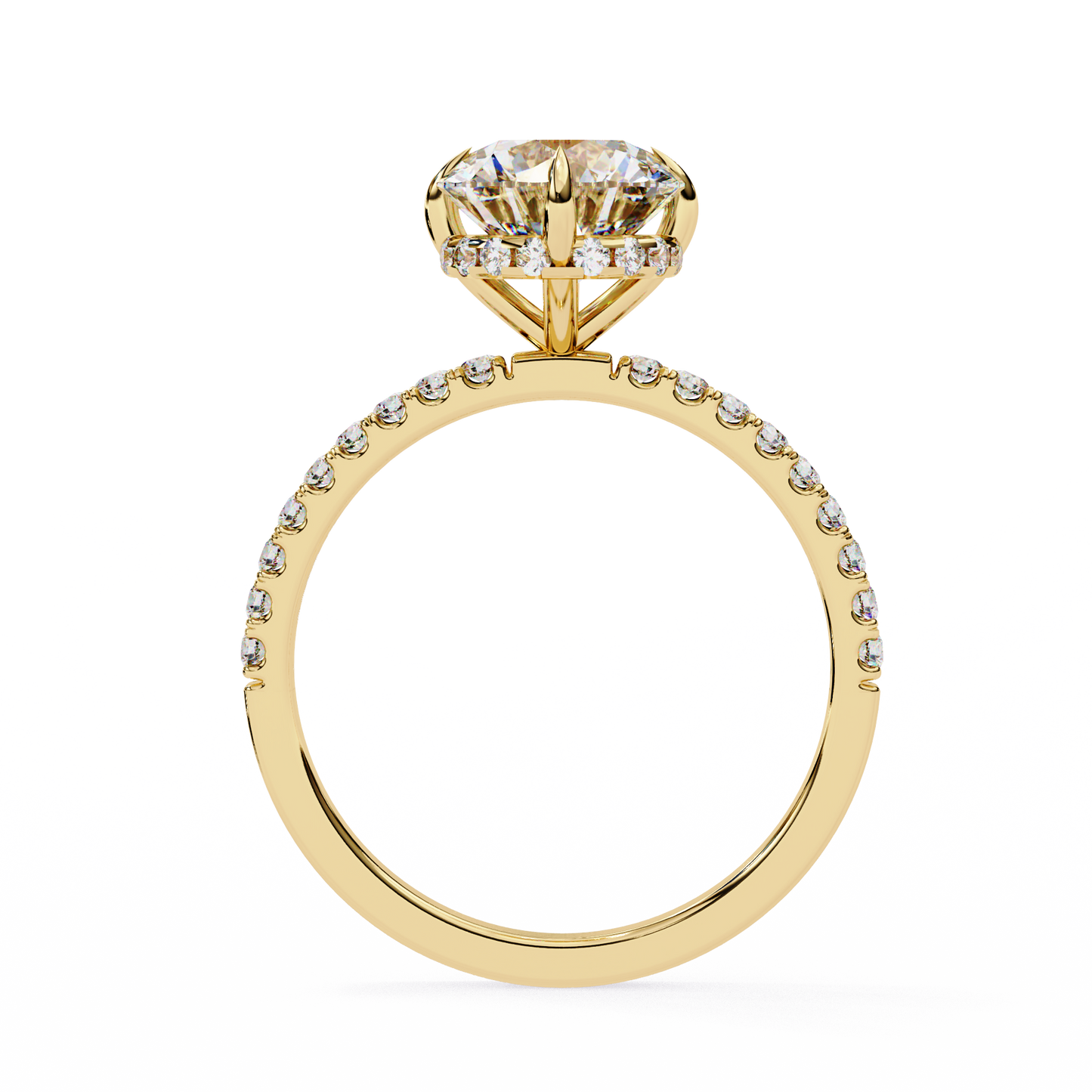 2.67 Carat Round Diamond Pave Engagement Ring with Hidden Halo