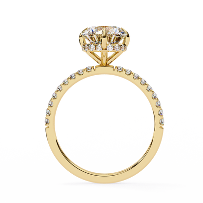 2.67 Carat Round Diamond Pave Engagement Ring with Hidden Halo