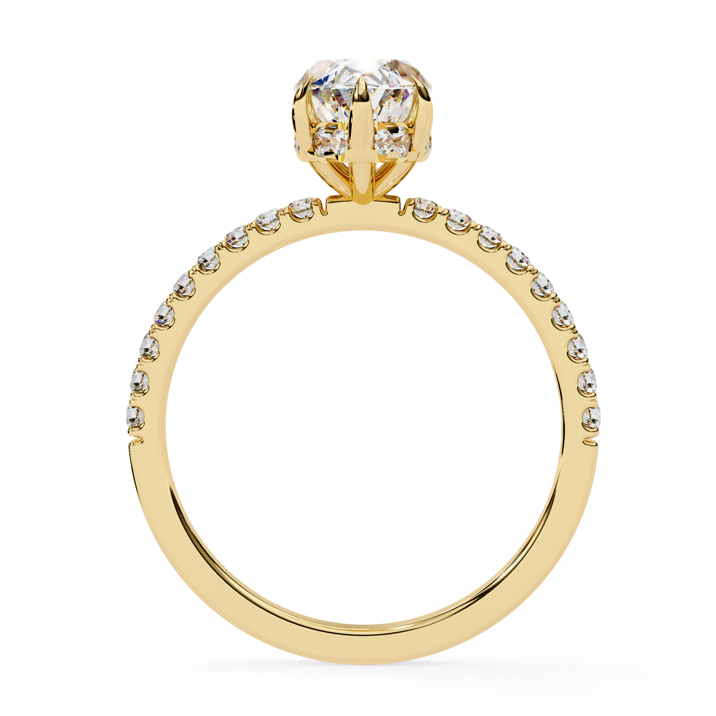 1.72 Carat Marquise Lab grown Diamond Pave Wedding Ring with Hidden Halo