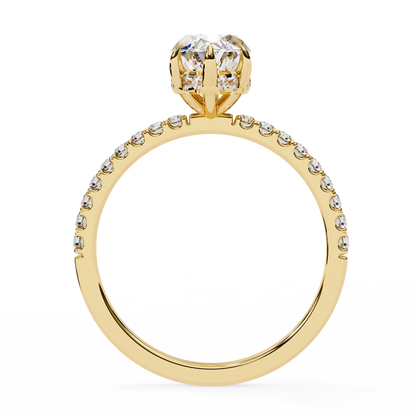 1.72 Carat Marquise Lab grown Diamond Pave Wedding Ring with Hidden Halo