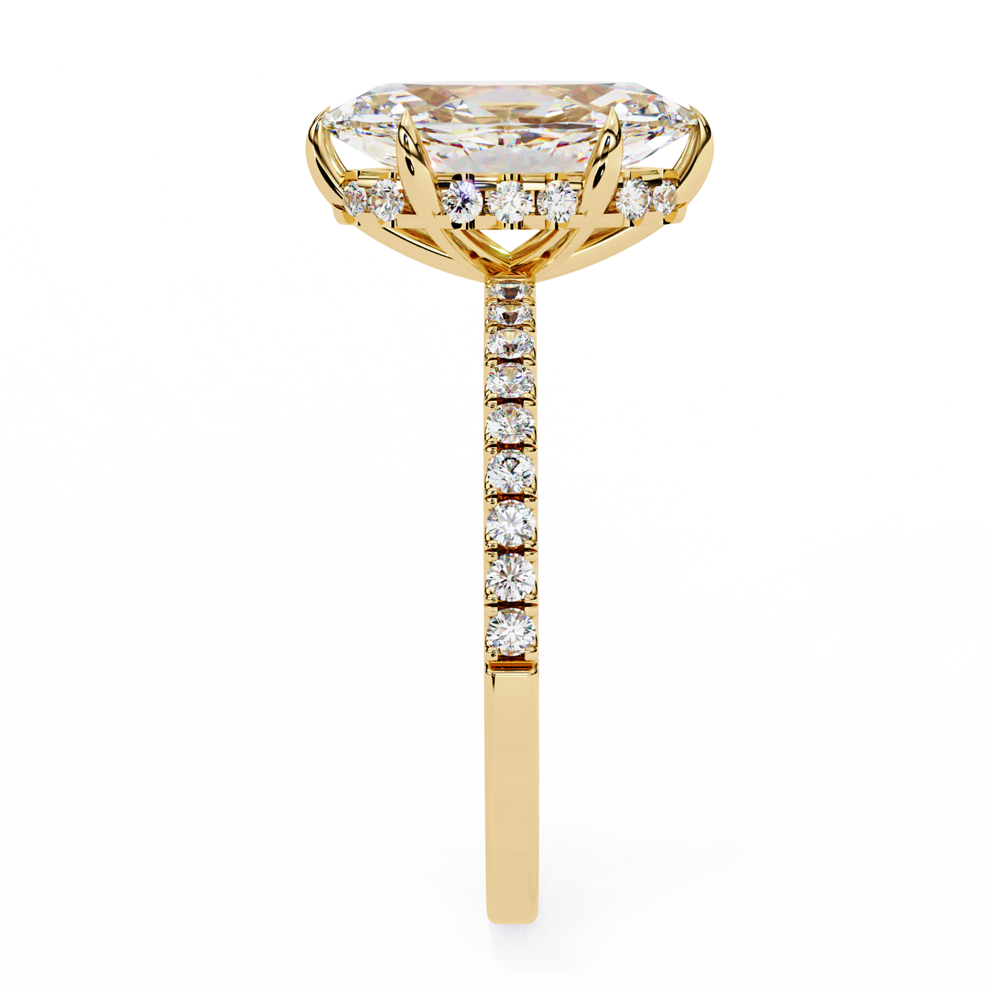 1.72 Carat Marquise Lab grown Diamond Pave Wedding Ring with Hidden Halo