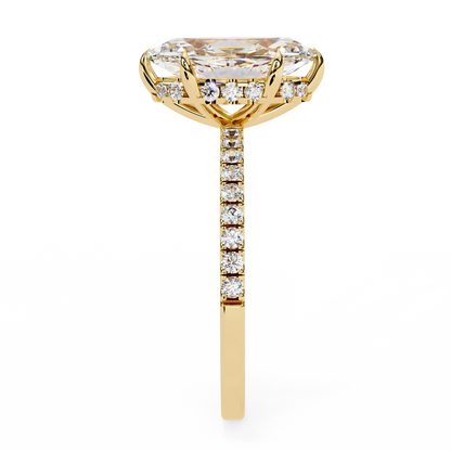 1.72 Carat Marquise Lab grown Diamond Pave Wedding Ring with Hidden Halo