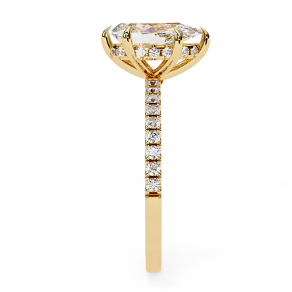2.09 Carat Pear Cut Diamond Classic Pave Engagement Ring with Hidden Halo