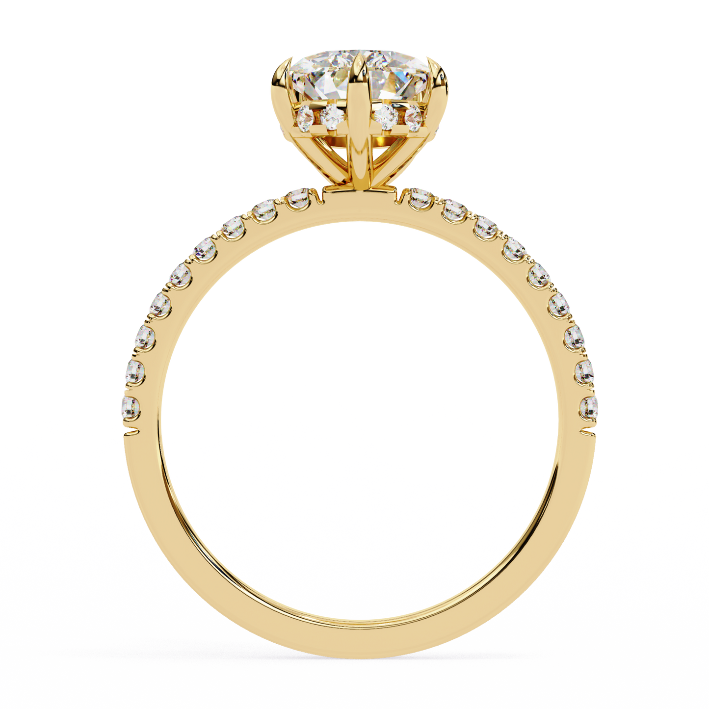 2.09 Carat Pear Cut Diamond Classic Pave Engagement Ring with Hidden Halo