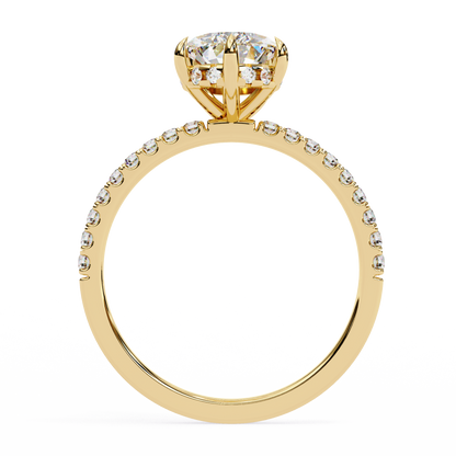 2.09 Carat Pear Cut Diamond Classic Pave Engagement Ring with Hidden Halo