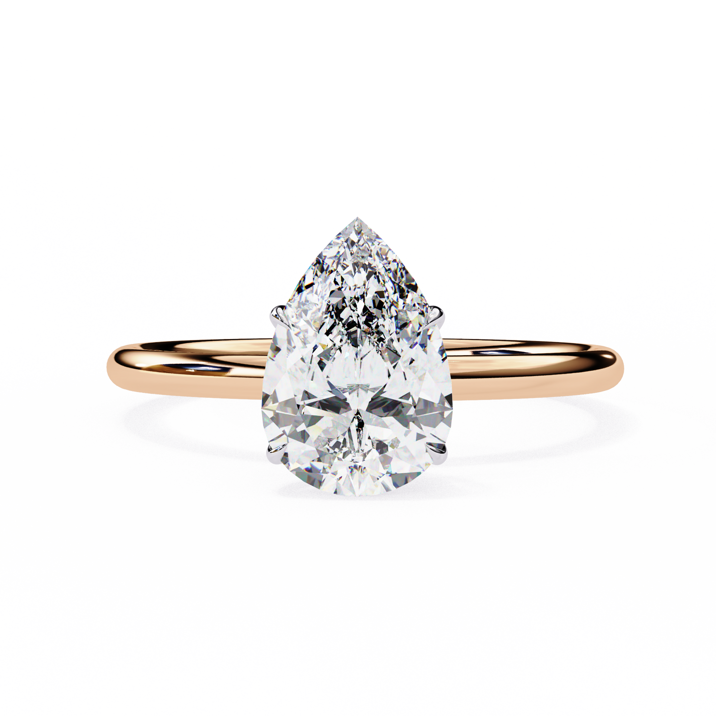 0.89 Carat Pear Cut Solitaire Diamond Minimalist Engagement Ring