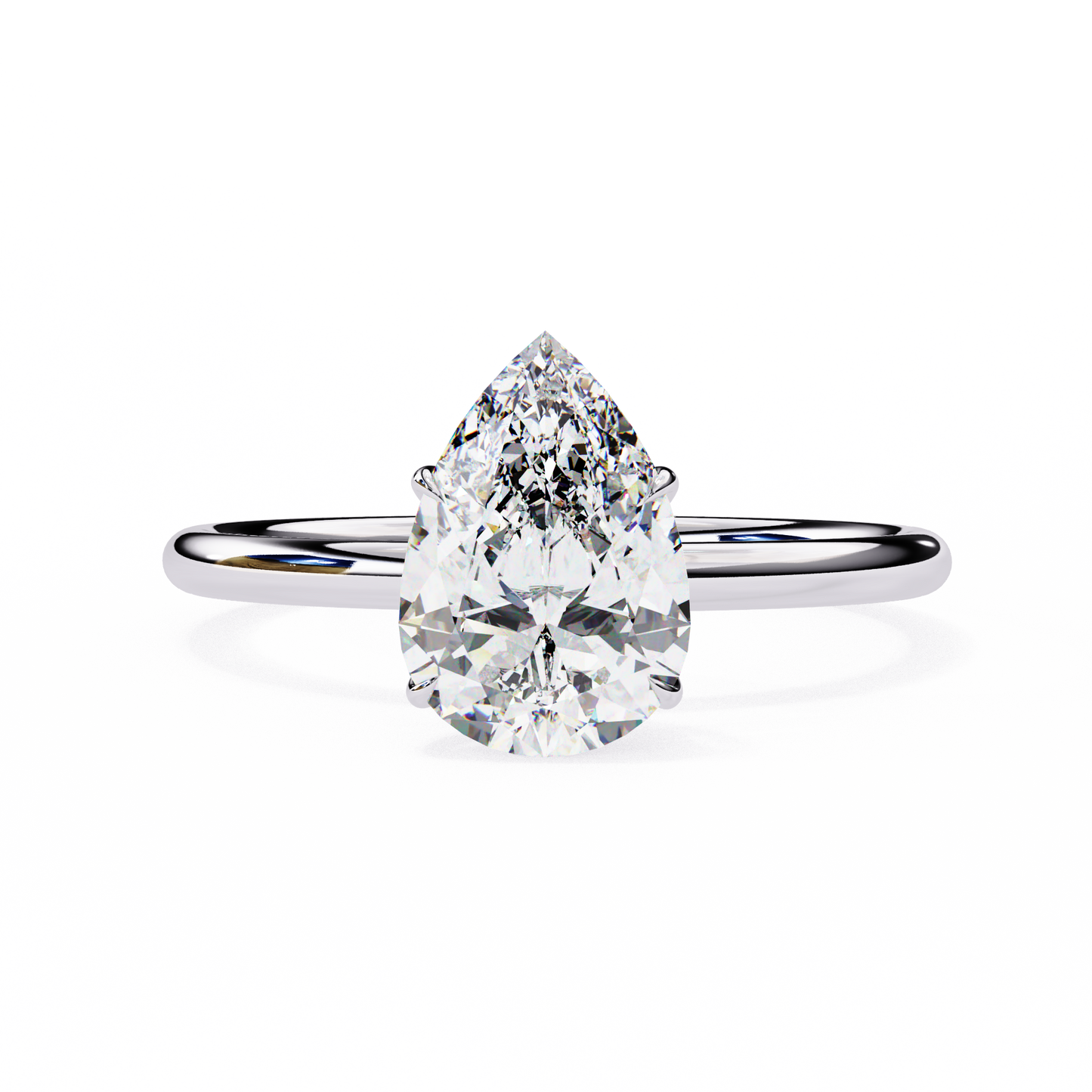 0.89 Carat Pear Cut Solitaire Diamond Minimalist Engagement Ring