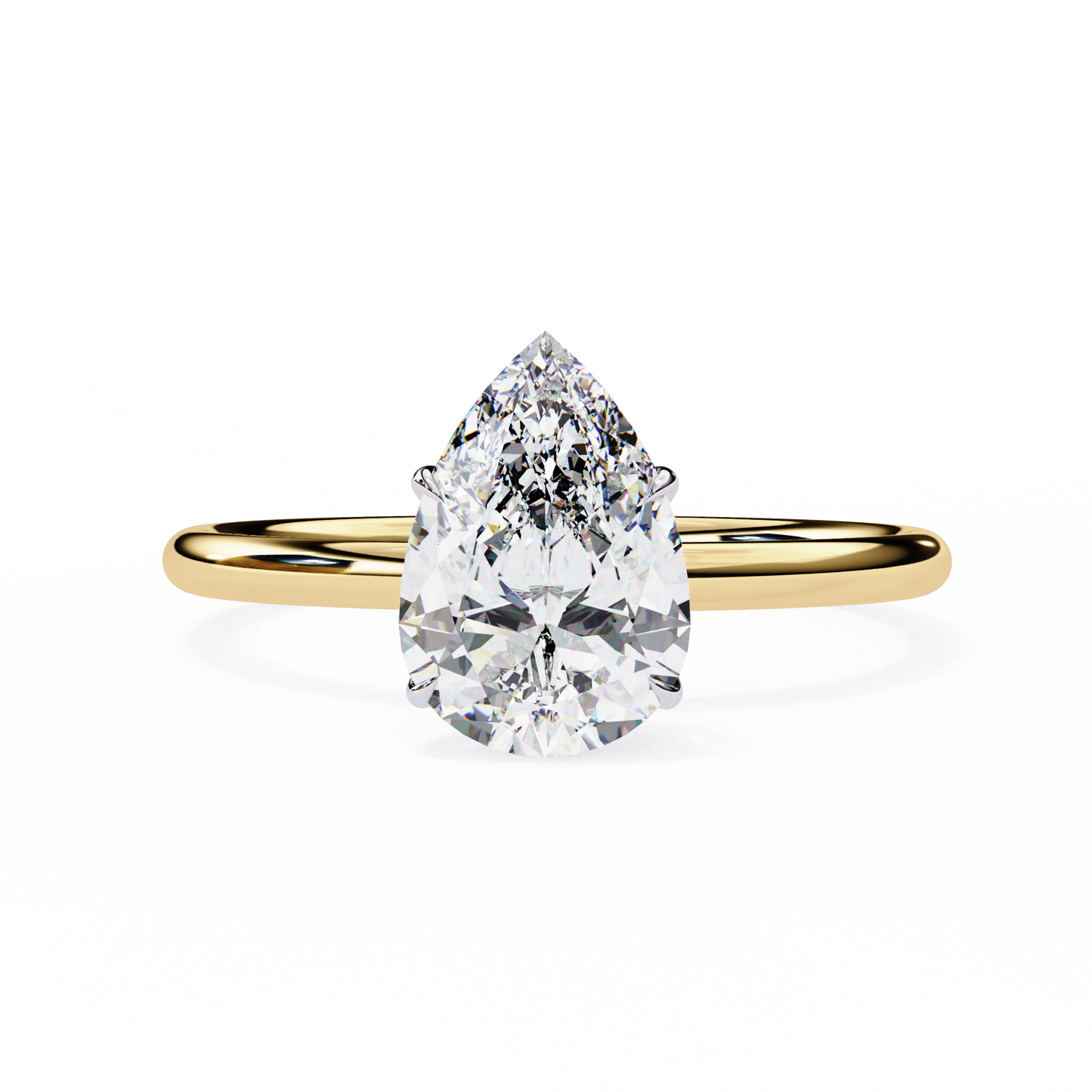 0.89 Carat Pear Cut Solitaire Diamond Minimalist Engagement Ring