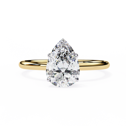 0.89 Carat Pear Cut Solitaire Diamond Minimalist Engagement Ring