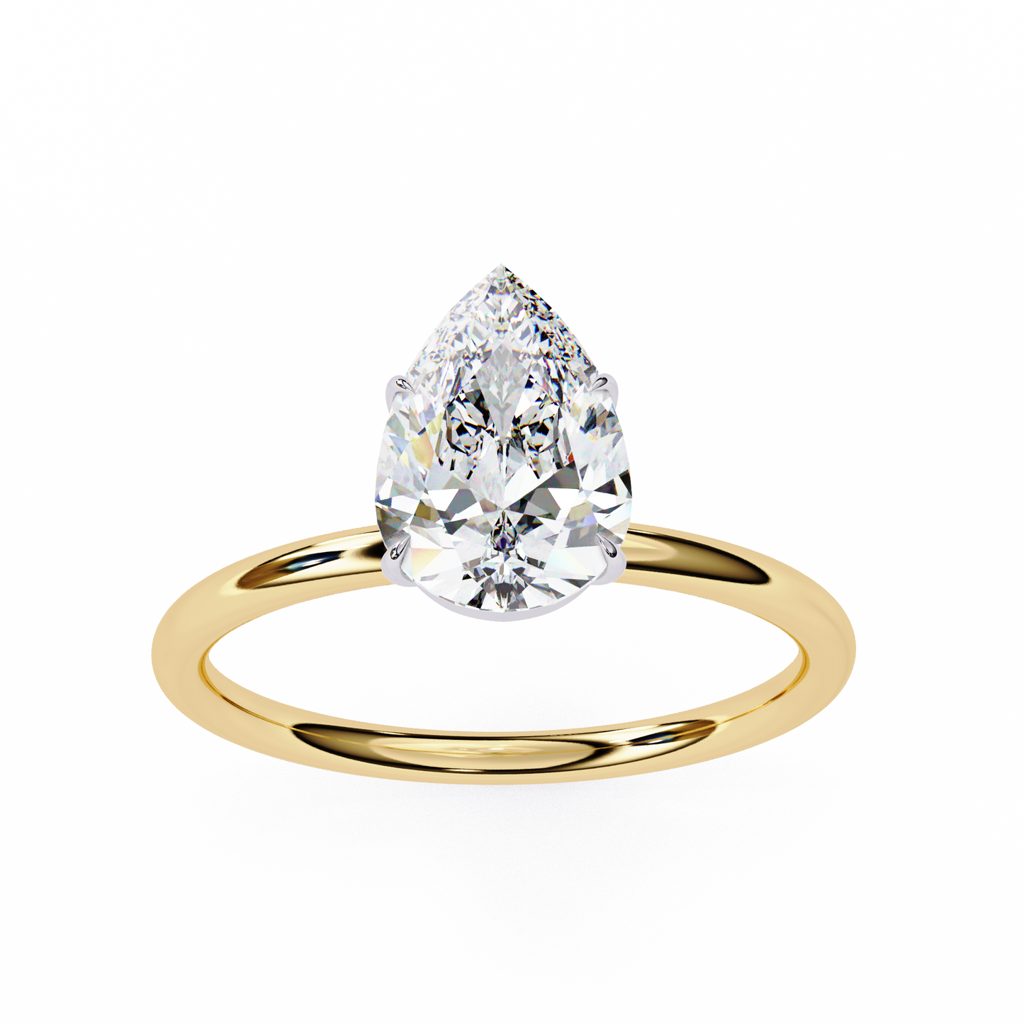 0.89 Carat Pear Cut Solitaire Diamond Minimalist Engagement Ring