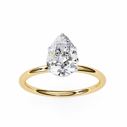 0.89 Carat Pear Cut Solitaire Diamond Minimalist Engagement Ring