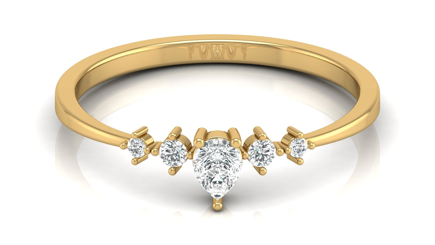 0.19Ct IGI Certified Lab Grown Diamond Teardrop Stackable Ring 14K | 18K Gold VS1/G