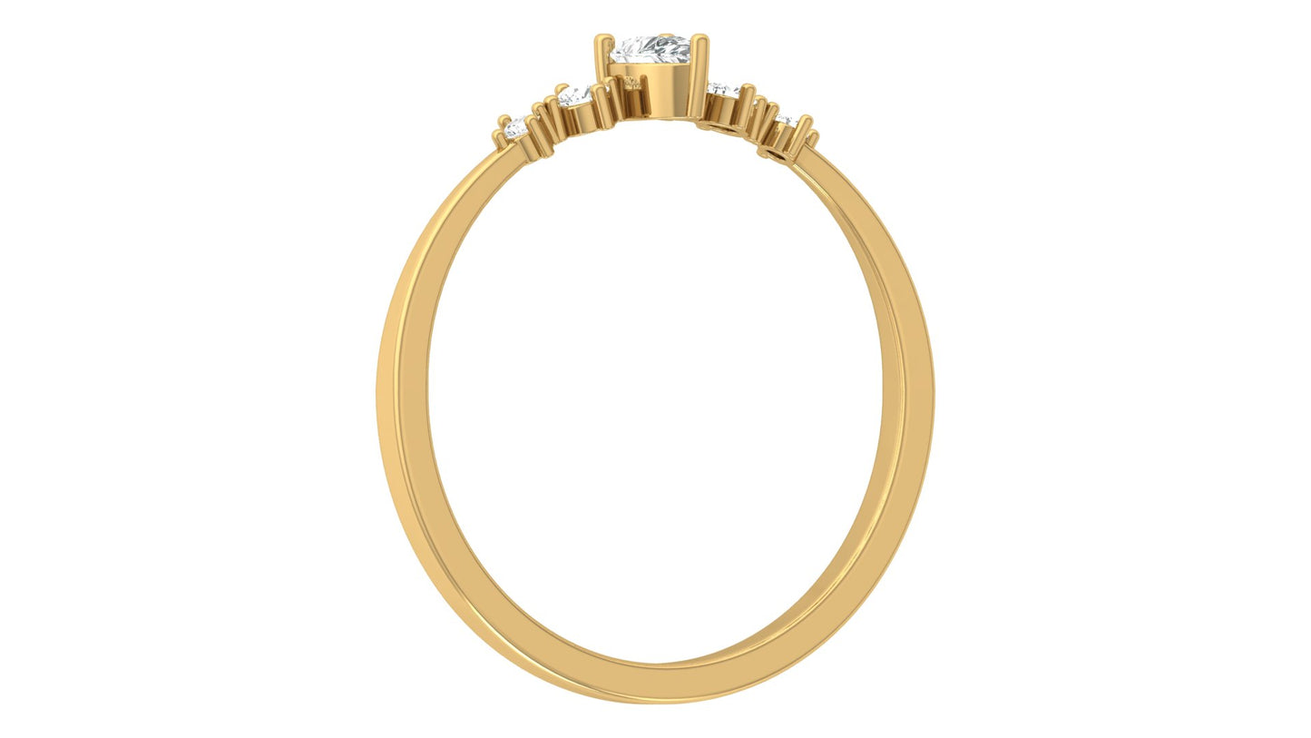 0.19Ct IGI Certified Lab Grown Diamond Teardrop Stackable Ring 14K | 18K Gold VS1/G