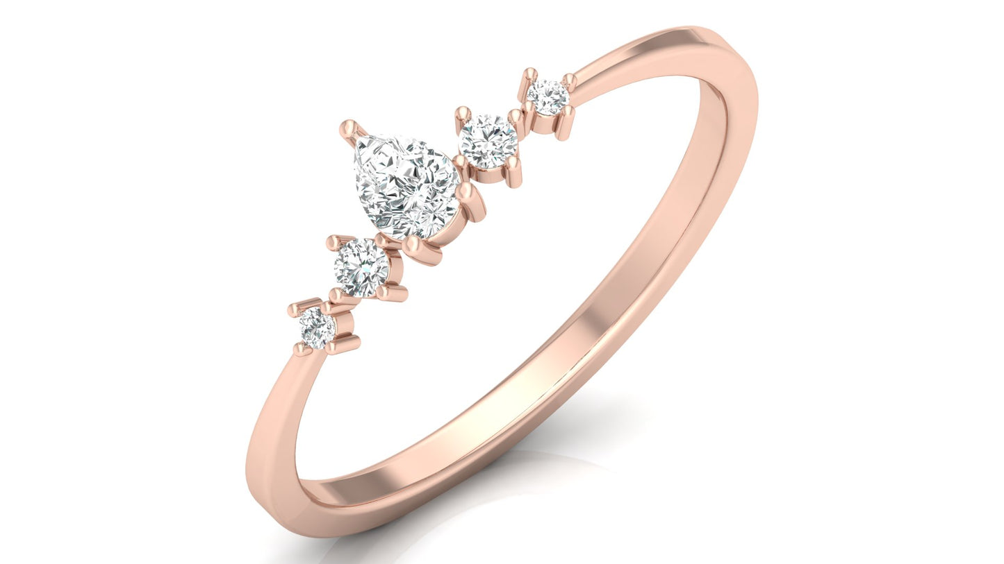 0.19Ct IGI Certified Lab Grown Diamond Teardrop Stackable Ring 14K | 18K Gold VS1/G