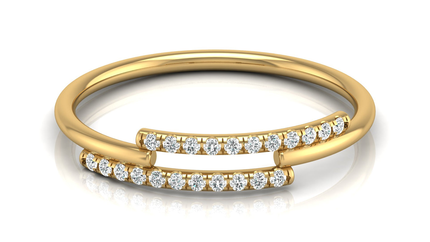 0.11Ct IGI Certified Lab Grown Diamond Twin Parallel Line Engagement Ring 14K | 18K Gold VS1/G