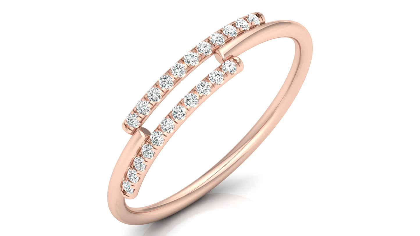 0.11Ct IGI Certified Lab Grown Diamond Twin Parallel Line Engagement Ring 14K | 18K Gold VS1/G