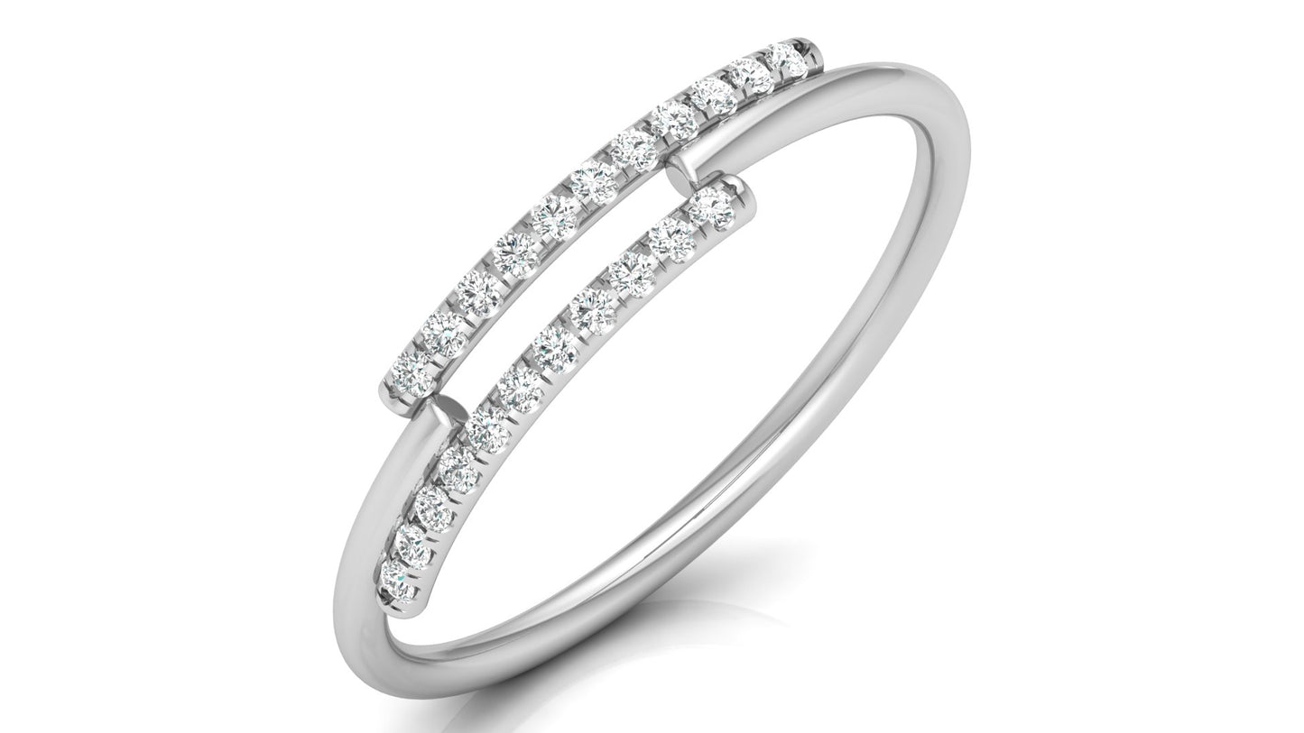 0.11Ct IGI Certified Lab Grown Diamond Twin Parallel Line Engagement Ring 14K | 18K Gold VS1/G