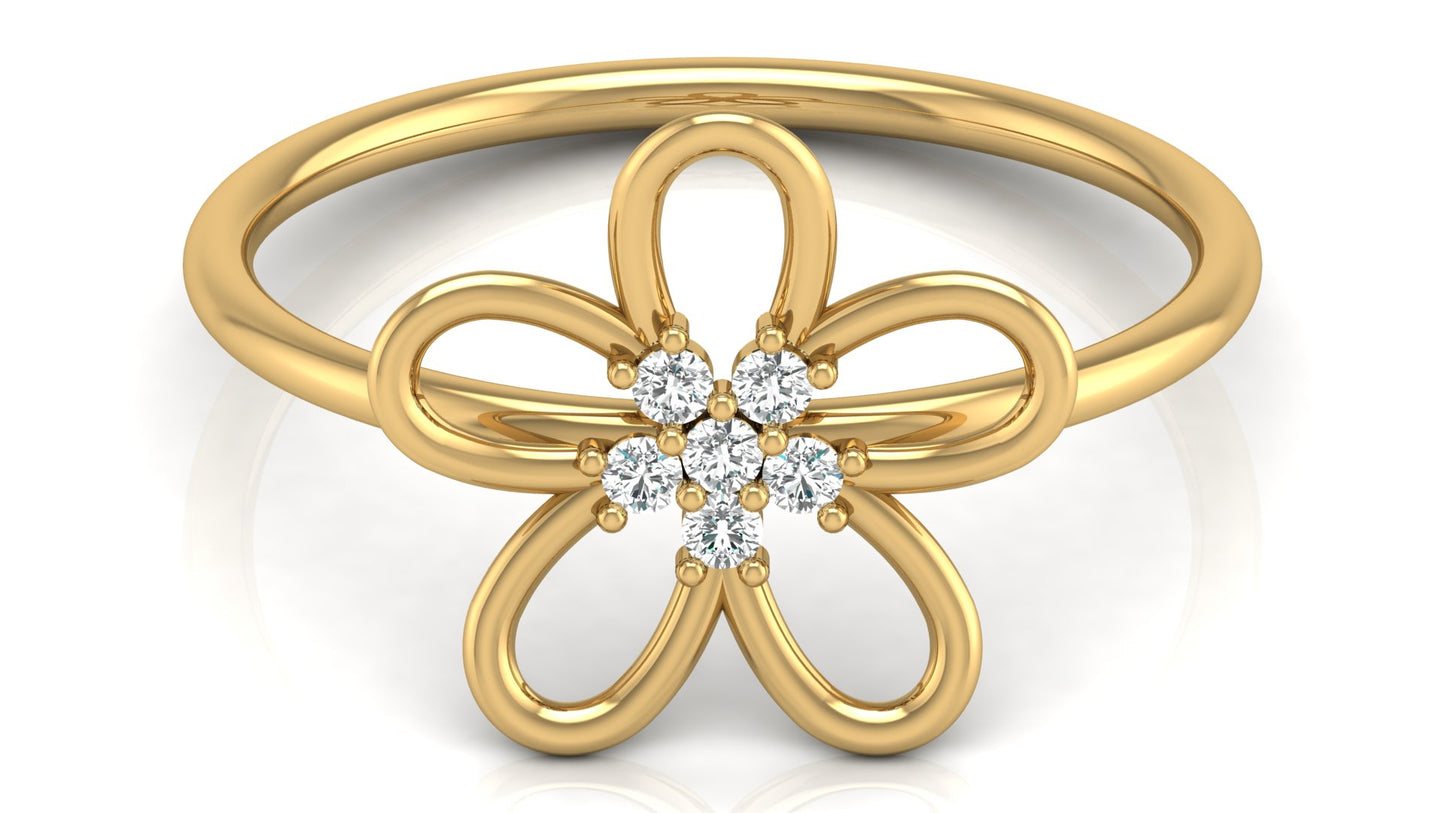 0.08 Ct IGI Certified Lab Grown Diamond Floral Finger Ring 14K | 18K Gold VS1/G